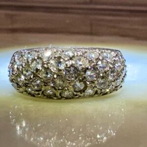 Sparkly multi row CZ 925 sterling silver cocktail ring. Size 8